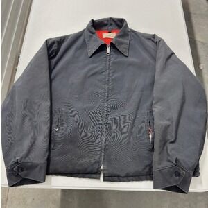 Vintage 70s jcpennys Workwear harrington Jacket Navy Quilted Red Lining Distress